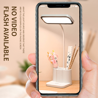 Lampe de bureau LED moderne avec support pour stylo, lumière de lecture, contrôle tactile, rechargeable par USB, ABS, intensité réglable, batterie, lumière de lecture, dortoir, étude