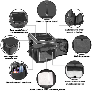 Genişletilebilir katlanabilir yumuşak taraflı Pet köpek taşıyıcı bisiklet sepeti güvenli köpek sırt çantası bisiklet evcil hayvan taşıyıcı - Product Image 3