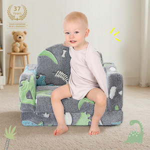 Canapé-lit confortable pour enfants en mousse, <span class=keywords><strong>pliable</strong></span>, avec motif de dinosaure, canapé-lit pour enfants doux et inclinable, qui brille dans le noir - Product Image 1