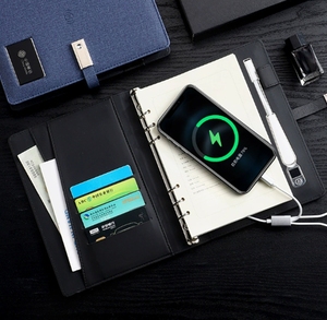 Agenda en cuir PU A5 Business Elite avec calculatrice, porte-cartes multiples, fermeture magnétique, boucle à feuilles mobiles, cadeau - Product Image 4