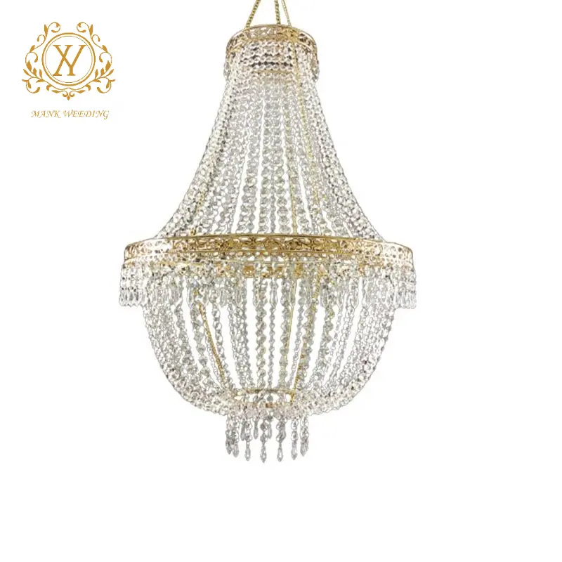 Lustre europeu para decoração de teto de casamento, cortina luxuosa com contas de cristal, adereços de decoração romântica para casamento