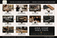 Lemari Dapur Modern Dua Warna Matte Charcoal Oak Veneer Tanpa Gagang Full-Custom OEM LED Strip Langsung dari Pabrik