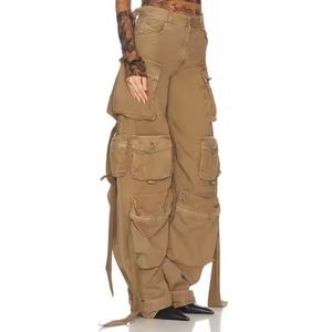 Jeans de Mujer Estilo Vintage, Diseño Nuevo, 100% Algodón, Lavado Ácido, Efecto Desgastado, Múltiples Bolsillos, Parches, Corte Holgado, Cintura Media - Product Image 2