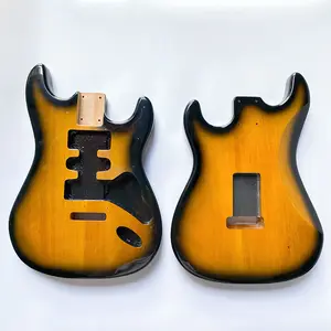 Custom 2 Tone Sunburst Finished Electric Guitar Barrel Solid Alder ST Guitar Body For DIY Guitar Building Kits