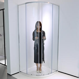 Cabina de Ducha de Esquina Curva Deslizante con Cierre Suave, Diseño Europeo Cuadrado de Aluminio y Vidrio Templado, Venta al por Mayor de Fábrica para Hoteles - Product Image 4