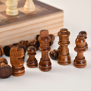 Tablero de ajedrez magnético de madera 3 en 1 de 17,5 pulgadas y 44cm, caja de ajedrez para juego en interiores - Product Image 2