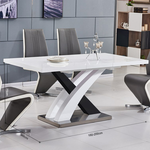 Wholesale MDF <strong>Extending</strong> Dinning Room Furniture Extendable 6/8 Seat Modern <strong>Dining</strong> <strong>Table</strong> and Chairs <strong>Set</strong> Black - Product Image 2