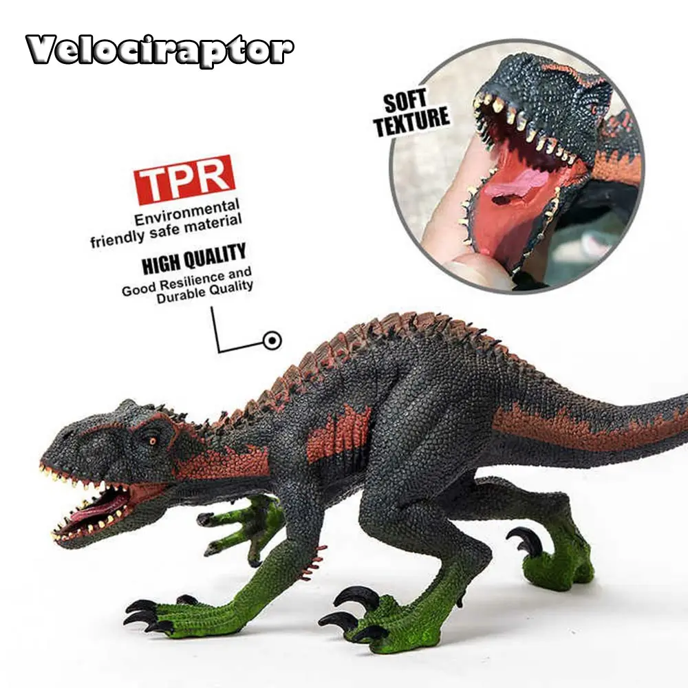 SL Modelos Fabricante Borracha macia TPR Brinquedo realista para crianças Mini Dinossauro Velociraptor Modelo de Dinossauro Brinquedo