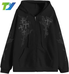 Zip up Hoodies Y2k Jacket Graphic Gothic Jackets Grunge Cross Hoodie Baggy Streetwear <strong>Emo</strong> Sweater Aesthetic <strong>Clothes</strong> - Product Image 2