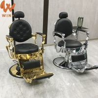 Fauteuil de Barbier Vintage Robuste et Inclinable, Doré Antique Classique Noir, pour Hommes - Vente en Gros