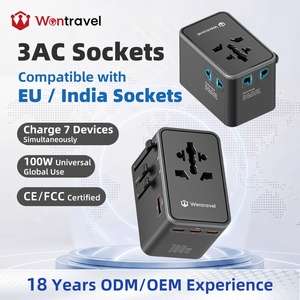 Wontravel Fast Charger 100W FCC CE Global 3AC Sockets High Quality Travel <b>Universal</b> Adaptor Set with Logo - Product Image 1
