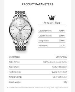   Reloj de cuarzo para hombre 2929, original, resistente al agua, para hombre de negocios, correa de acero, calendario dual, luminoso, moderno. - Product Image 5