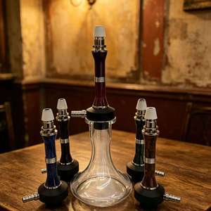Juego de Hookah de Vidrio Transparente, Estilo Madera, Base de Metal, Múltiples Boquillas, para Salón, Bar, Uso Doméstico - Product Image 4