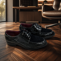 Chaussures habillées en cuir verni pour hommes, motif crocodile, à lacets, pour occasions formelles, mariages, fêtes, bureau, chaussures noires