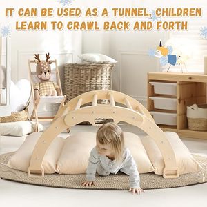Modern Wooden Climbing Arch with Cushion-Montessori Climbing Arch <b>for</b> Kids Living Room Pillow <b>for</b> Arches - Product Image 4