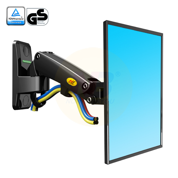 NB F120 17-27" Gas Spring Full Motion TV Wall Mount LCD Monitor Holder Aluminum Arm Bracket Silver Black