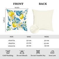 Housse de coussin décorative bleu méditerranéen, blanc, jaune, citron, motif géométrique bleu italien, 4 pièces