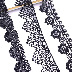 Encaje Decorativo Francés Negro de Lujo Personalizado al por Mayor, Encaje Guipur Bordado con Flores, Encaje de Colores Mezclados - Product Image 1