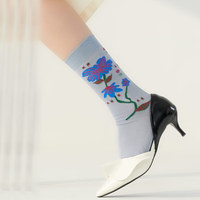Chaussettes mi-mollet en jacquard tricoté fin pour femme, respirantes, antibactériennes, effet rafraîchissant, pour l'été, pour les activités quotidiennes