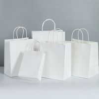 Tas Belanja Klasik dari Kertas Kraft Daur Ulang dengan Logo Kustom, Warna Cokelat, untuk Sushi, Pizza, Mie, Kue Susu, Gula, Pegangan Tangan, untuk Makanan