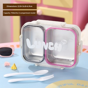 Boîte à lunch compartimentée en acier inoxydable 304 de qualité alimentaire avec couvercle, boîte à lunch pour étudiants scellée pour éviter la contamination croisée - Product Image 5