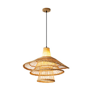 Japanese Style Bamboo Woven Pendant <b>Light</b> 54cm Diameter Led Chandelier For Living Room <b>Dining</b> Room Bedroom - Product Image 5