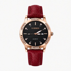 Reloj de cuarzo clásico de moda X-GEQCK para mujer, de cuero, con calendario, puntero, luz nocturna, resistente al agua, estilo empresarial, sencillo - Product Image 4