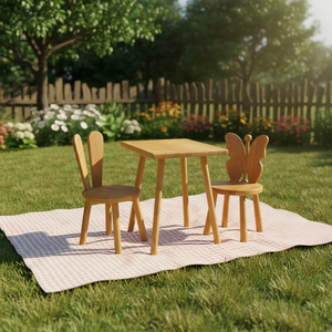 Juego de Mesa y Sillas Infantiles de Madera Maciza Moderna Lumora Furniture - Duradero y Fácil de Montar para Dormitorio y Uso en Exteriores - Product Image 4