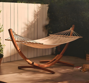 Hamaca de Lona con Estructura de Madera y Acero para Exteriores, para Patio, Balcón, Jardín, Columpio Individual - Product Image 1