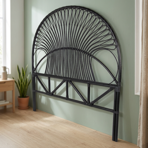 Tête de lit murale en rotin moderne et luxueuse avec taille personnalisable et design en forme de fleur - Product Image 1