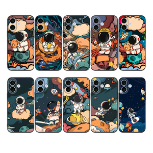 Coque de téléphone portable antichoc en TPU noir mat de luxe avec motif astronaute et ciel nocturne pour iPhone 15 Pro Max et 18 Pro Max - Product Image 3