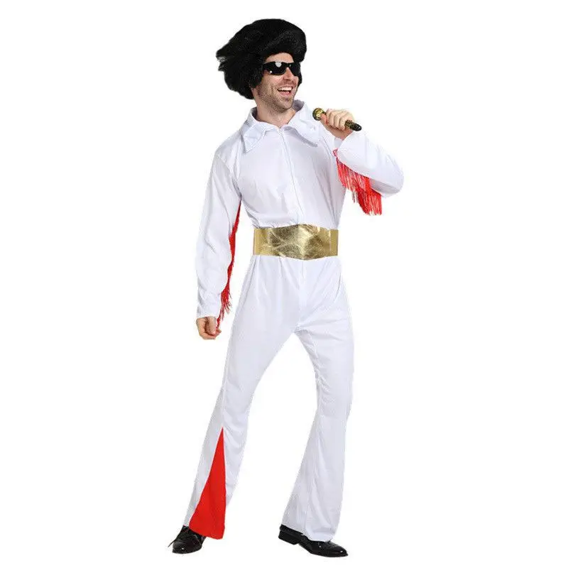 TPM1458 Elfi Presley Cosplay Costume Bianco Tuta di Halloween Operato del partito uomini adulti costume