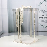 Grandes Boîtes d'Emballage Transparentes en PET Clair, Magnifiques Conteneurs Hauts pour Gâteaux, Transporteurs pour Mariages et Anniversaires avec Ruban
