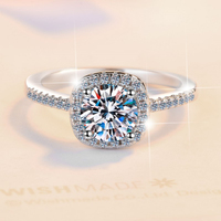 Bague ouverte ajustable en argent 925 avec moissanite, bague de fiançailles super étincelante, options de couleur D, 0,30 ct à 3 ct, taille US 9 à 18