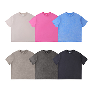 Camisetas de manga corta lavadas para hombre Camisetas lavadas con ácido en blanco de algodón 100% personalizadas - Product Image 2