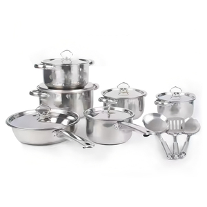 Set di Pentole da Cucina da 15 Pezzi in Acciaio Inox, Fondo a Induzione, Padelle per Gas e Uso Domestico, Include Accessori in Vetro - Product Image 1