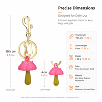 Porte-clés créatif en forme de champignon coloré, mignon, en résine, pour sac, pendentif, charme, décoration pour voiture, sac à dos, sac à main, téléphone