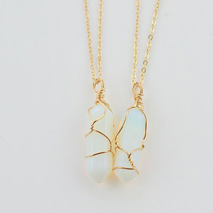 Collier avec pendentif en fil d'acier fait à la main, pierre naturelle, bijoux à la mode pour <span class=keywords><strong>jeunes</strong></span>, 1 pièce - Product Image 2