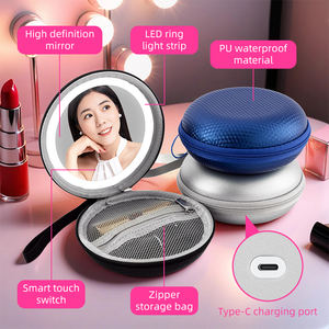स्थानीय शिपिंग छोटे उपयोगी कॉस्मेटिक बैग वाटरप्रूफ पोर्टेबल यात्रा मेकअप बैग एलईडी दर्पण के साथ कॉम्पैक्ट कॉस्मेटिक बैग - Product Image 4