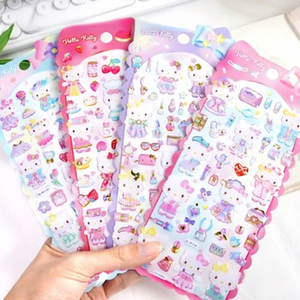 Adesivi Trasparenti con Gatti Bianchi Carini, 4 Design di Personaggi Cartoon, Decalcomanie Sottili per Diari e Decorazioni Fai-da-Te - Product Image 2