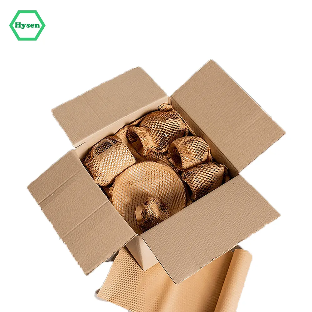 Hysen Hot selling 30cm*20m Wood color biodegradable gift wrap reusable paper without gummed paper tape Honeycomb wrap