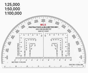 DF MP-1 Rapporteur de cartographie semi-circulaire de 6 pouces en plastique rigide professionnel MILS pour la lecture de cartes, vente en gros - Product Image 2