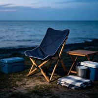 Chaise pliante d'extérieur en bois de hêtre, chaise papillon, chaise pliante pour camping, pique-nique, plage, pour ensemble table et chaises d'extérieur
