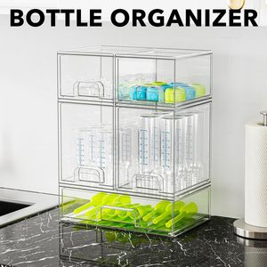 Clear Baby Bottle Organizer <strong>Storage</strong> <strong>Box</strong> with <strong>Drawers</strong> Stackable Acrylic Nursery Feeding Bottle <strong>Storage</strong> for Countertop - Product Image 2