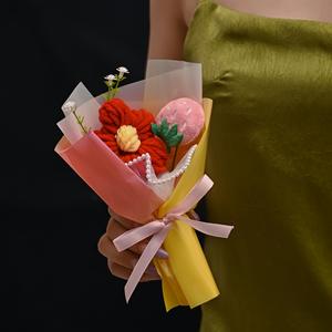Souvenir de la Saint-Valentin, fleur de simulation de poche, fleur en laine tricotée, mini bouquet de fraises - Product Image 4