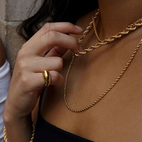 Meilleure vente de colliers et de chaînes de corde avec logo personnalisé en acier inoxydable plaqué or 14 carats