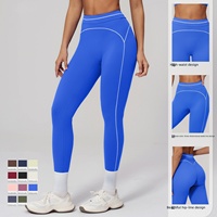 Legging de sport OEM personnalisé à taille haute élastique, effet ventre plat, en Spandex/Nylon rayé