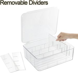 Modern Square Acrylic Wicker Kitchen Storage Box Transparent Food Storage Stackable Multifunction Small <b>Card</b> Organizer Lid <b>Table</b> - Product Image 4