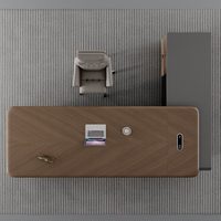 Ensemble de bureau de direction moderne minimaliste en forme de L, table de patron avec armoire latérale pour bureau de direction