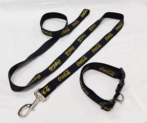 Conjunto de Correa y Collar para Perro de Poliéster y Nailon Clásico y Duradero con Gancho de Metal Resistente, Impresión de Logotipo Personalizado para Gatos y Perros - Product Image 1